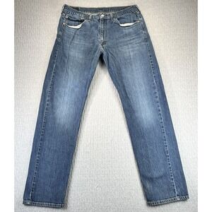 Levi's 505 Men's (36X34) whiskered straight leg medium wash blue‎ jeans pants